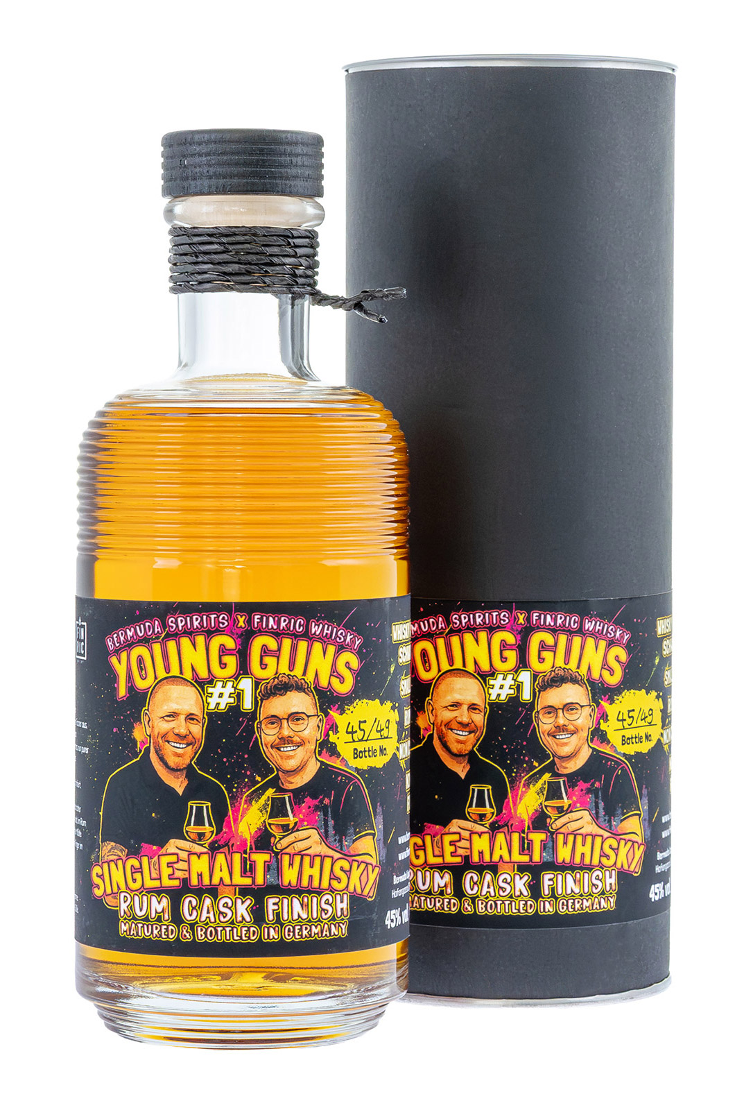Young Guns #1 - Single Malt Whisky Rum Cask Finish Produktfoto Flasche mit Tube